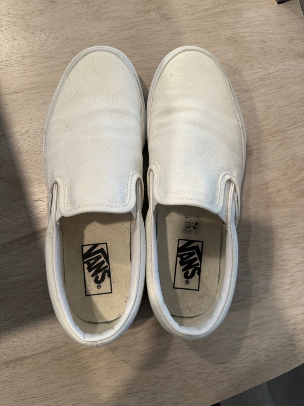 Vans White Slip-On Canvas Sneakers